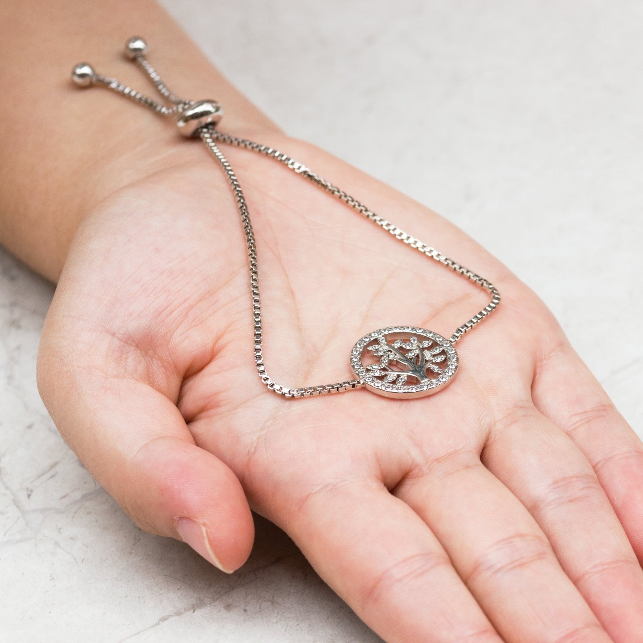 Silver Plated Tree of Life Bracelet Created with Zircondia® Crystals