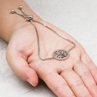 Silver Plated Tree of Life Bracelet Created with Zircondia® Crystals
