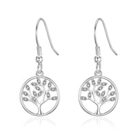 Silver Plated Tree of Life Drop Earrings Created with Crystals from Zircondia®