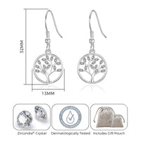 Silver Plated Tree of Life Drop Earrings Created with Crystals from Zircondia®
