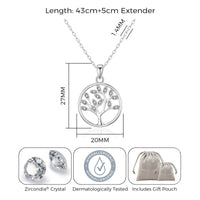 Silver Plated Tree of Life Necklace Created with Zircondia® Crystals