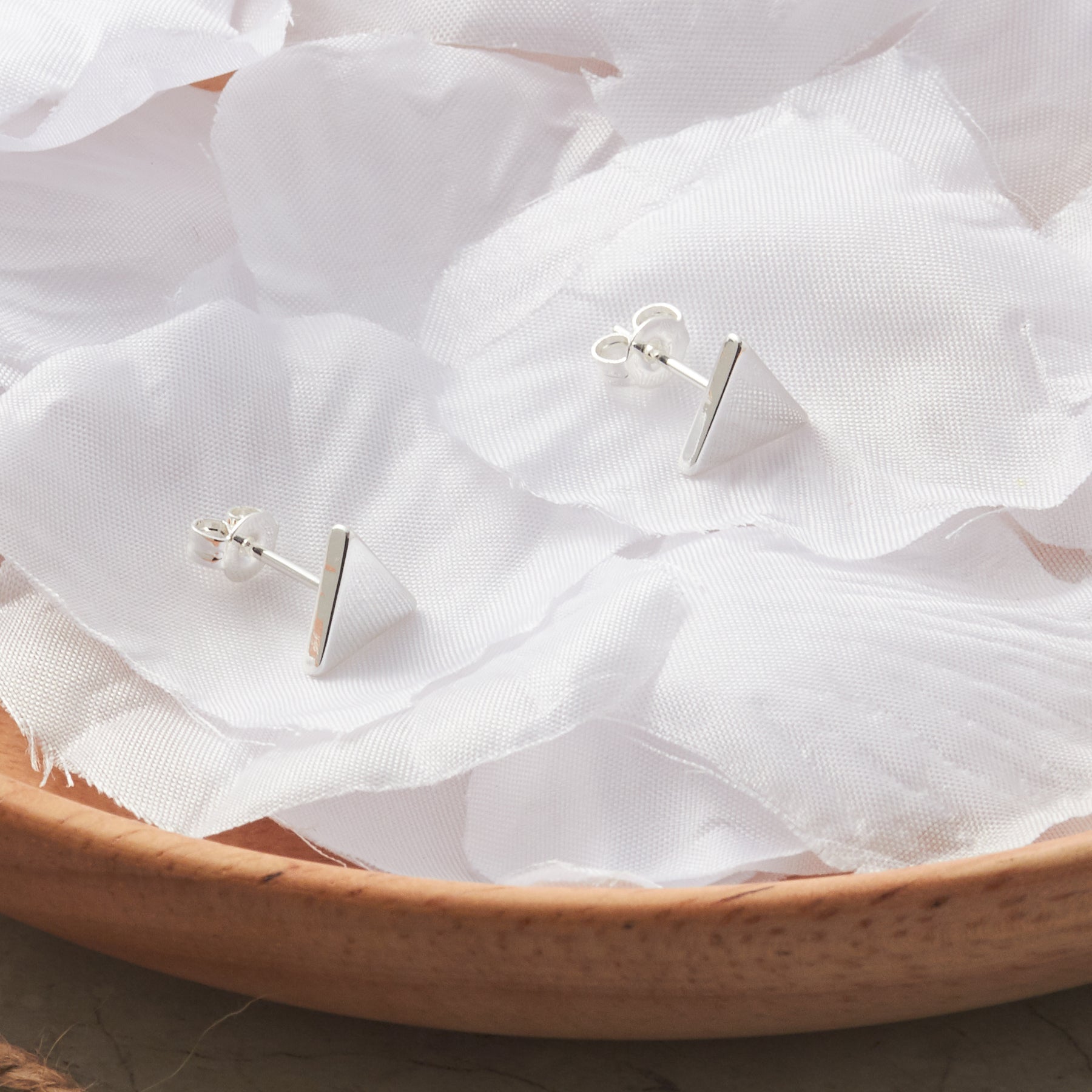 Silver Plated Triangle Stud Earrings