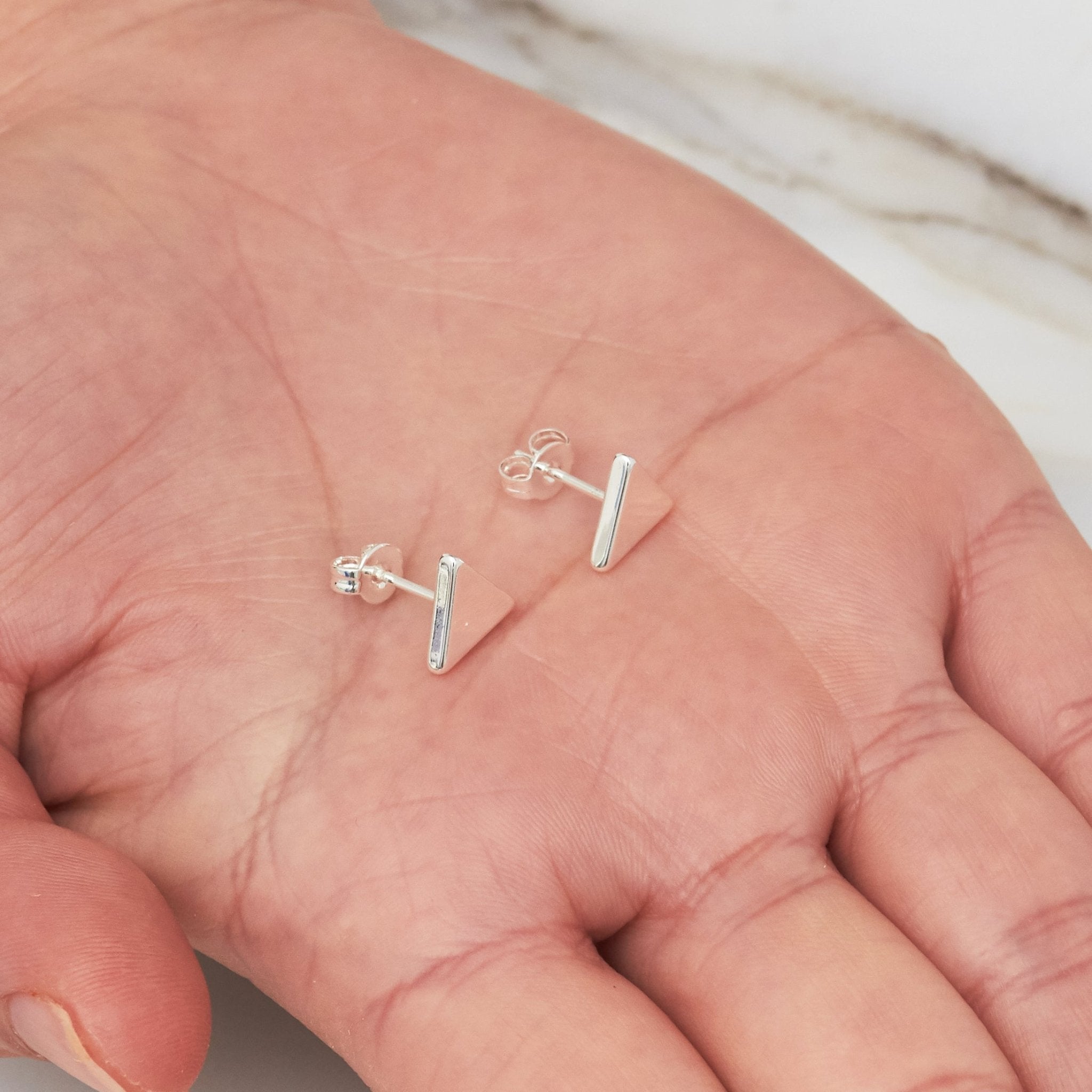 Silver Plated Triangle Stud Earrings