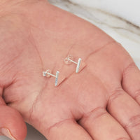 Silver Plated Triangle Stud Earrings