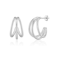 Silver Plated Triple Illusion Hoop Earrings