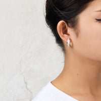 Silver Plated Triple Illusion Hoop Earrings Created with Zircondia® Crystals