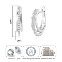 Silver Plated Triple Illusion Hoop Earrings Created with Zircondia® Crystals