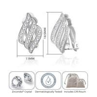 Silver Plated Triple Row Clip On Earrings Created with Zircondia® Crystals
