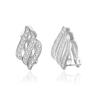 Silver Plated Triple Row Clip On Earrings Created with Zircondia® Crystals