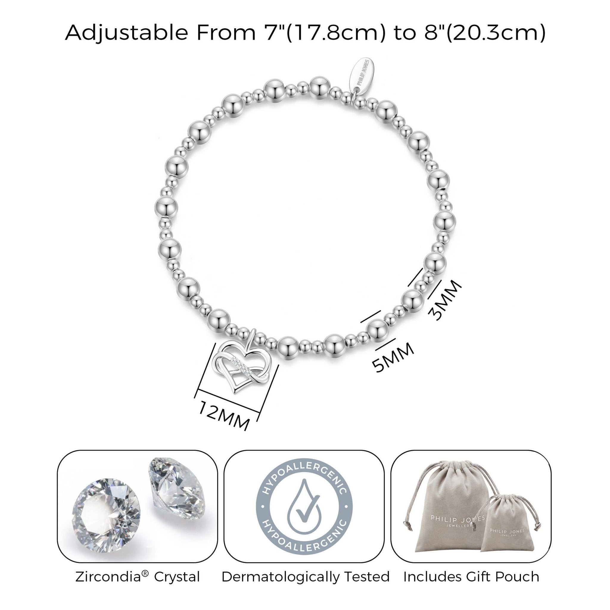 Silver Plated True Friendship Quote Stretch Bracelet with Gift Box