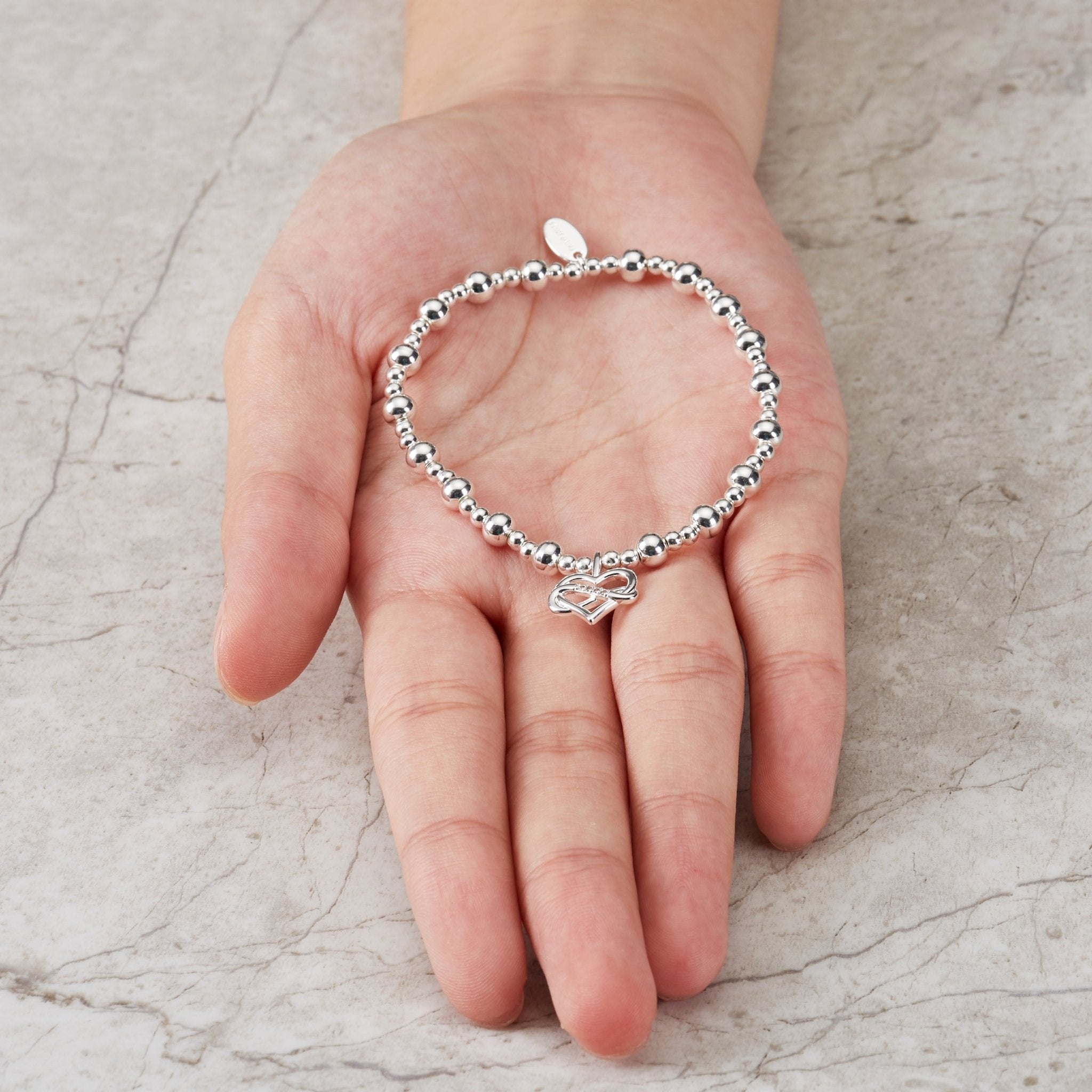 Silver Plated True Friendship Quote Stretch Bracelet with Gift Box