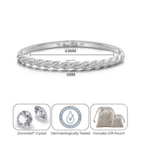 Silver Plated Twist Bangle Created with Zircondia® Crystals (7 Inch)