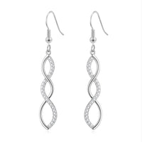 Silver Plated Twist Drop Earrings Created with Zircondia® Crystals
