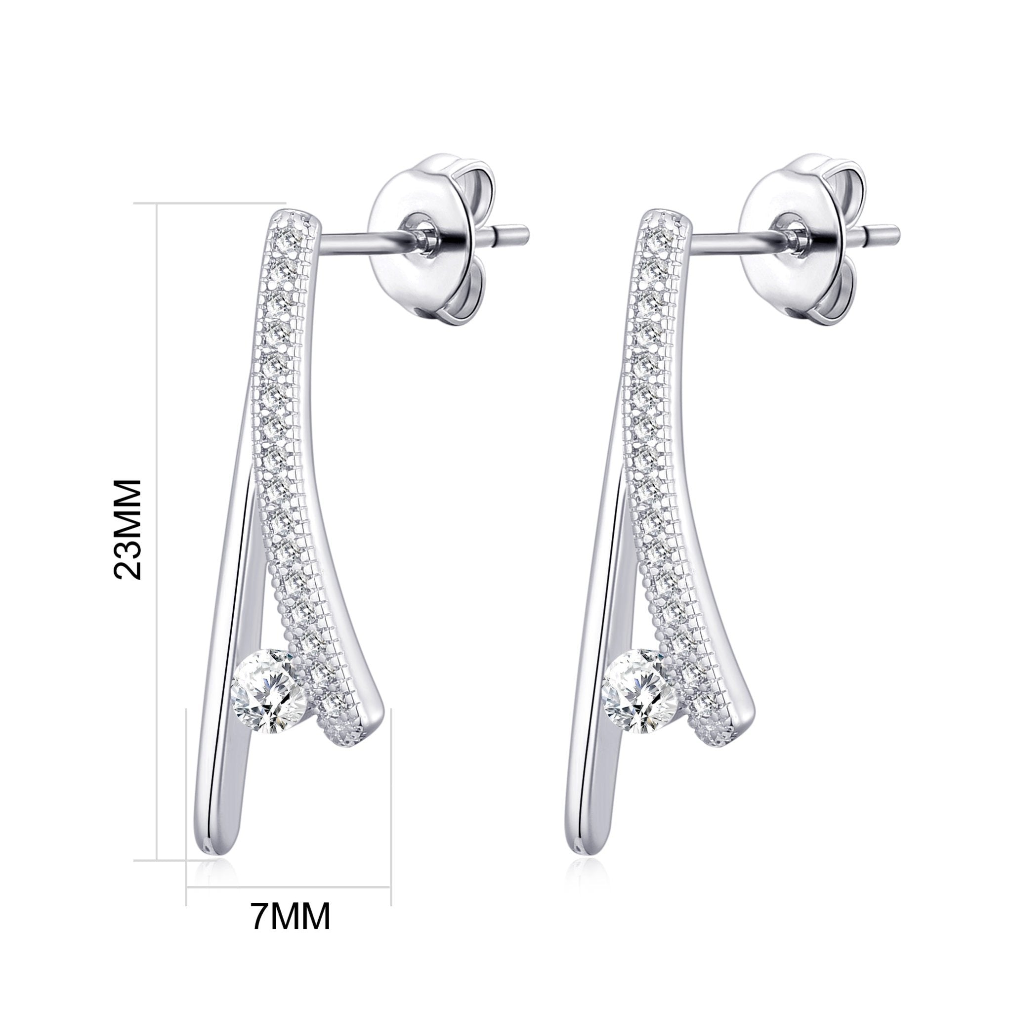 Silver Plated Wishbone Earrings Created with Zircondia® Crystals