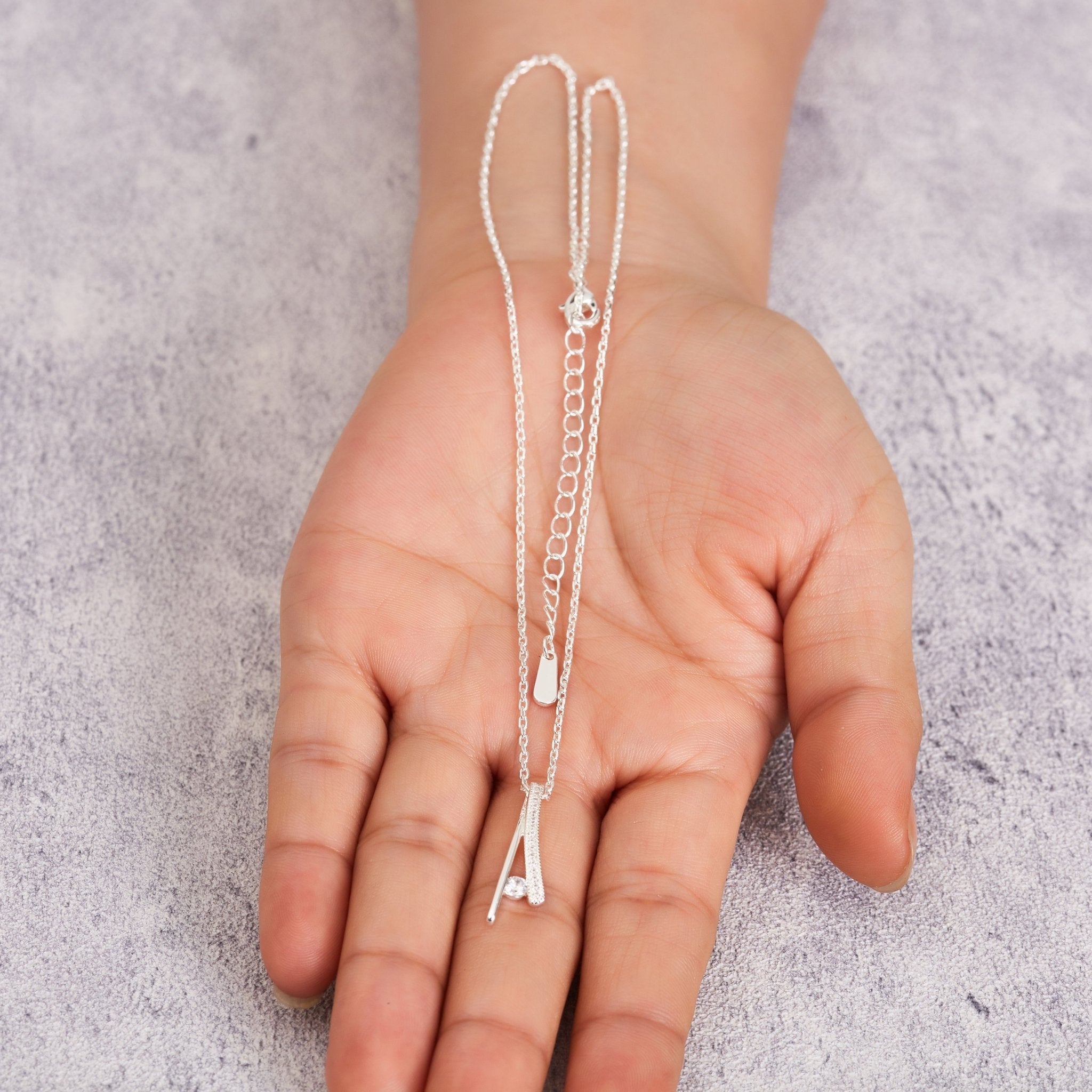 Silver Plated Wishbone Necklace Created with Zircondia® Crystals