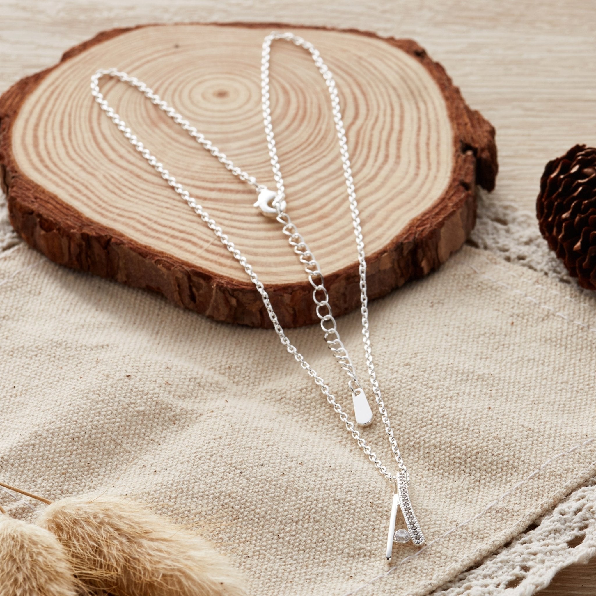 Silver Plated Wishbone Necklace Created with Zircondia® Crystals