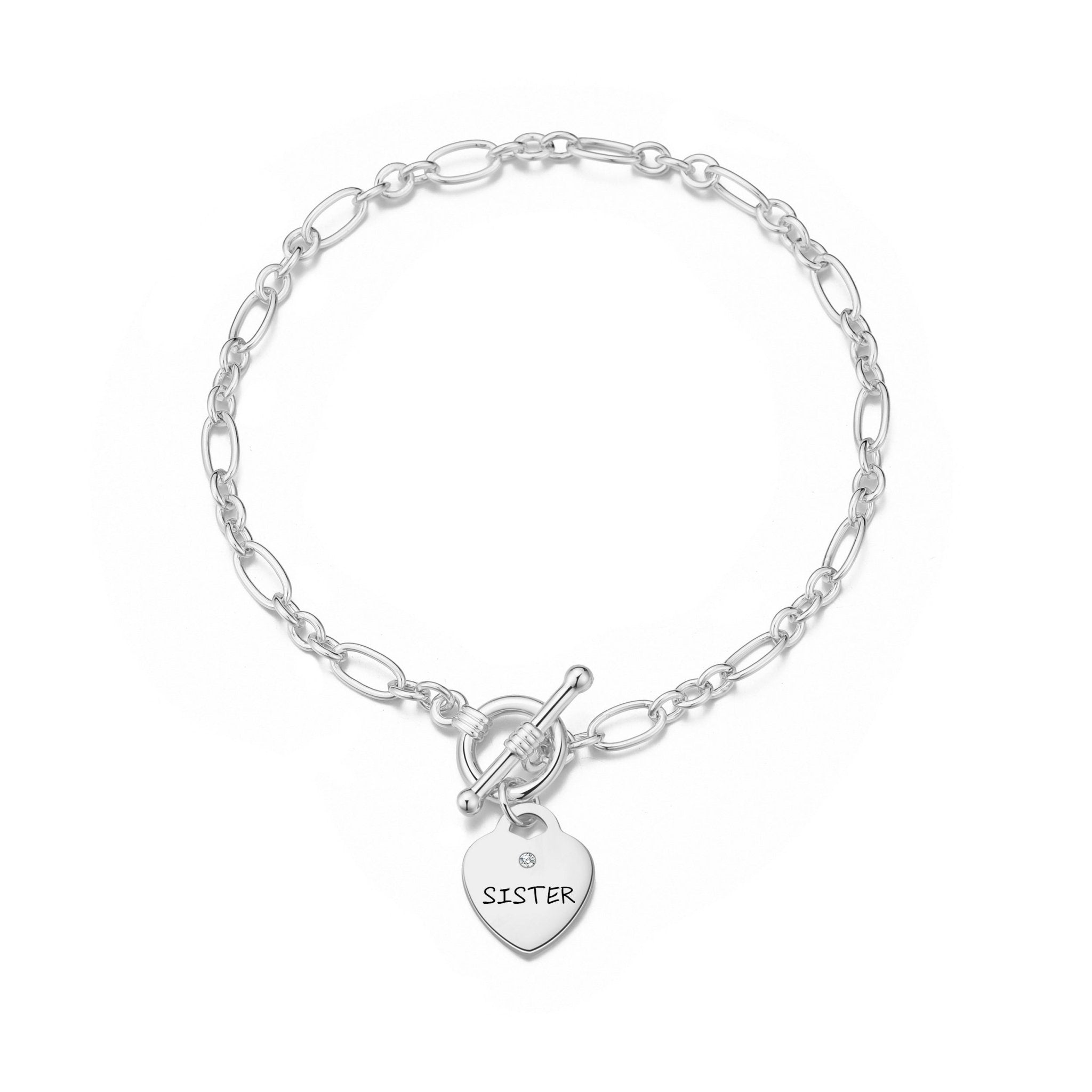 Sister Charm Bracelet with Quote Card Created with Zircondia® Crystals
