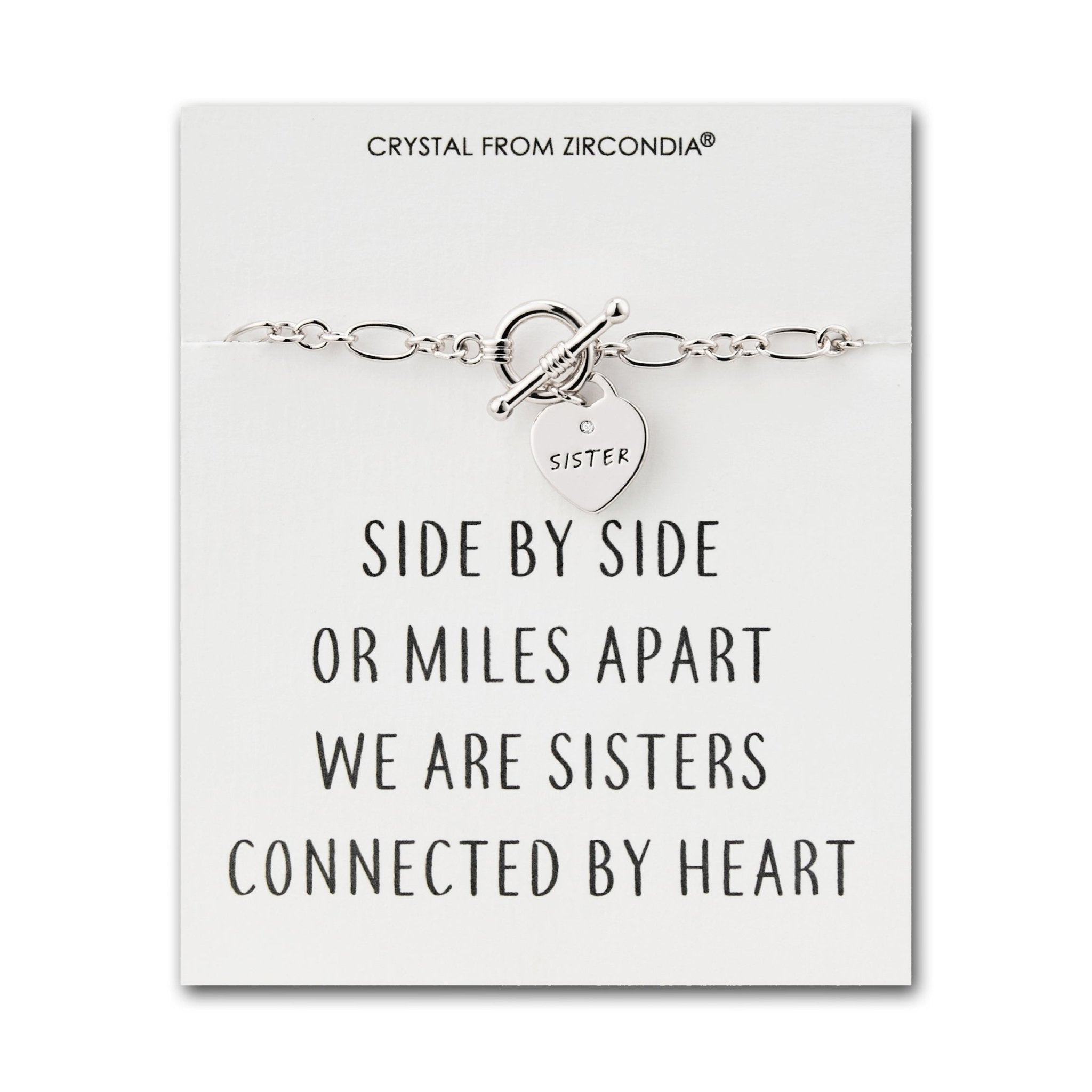 Sister Charm Bracelet with Quote Card Created with Zircondia® Crystals