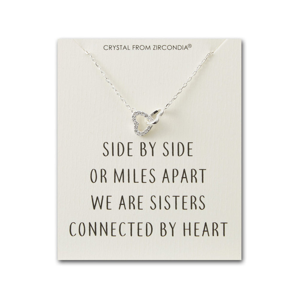 Sister Heart Link Necklace with Quote Card Created with Zircondia® Crystals