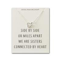 Sister Heart Link Necklace with Quote Card Created with Zircondia® Crystals