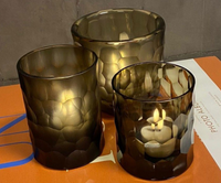 QUARTZ CANDLEHOLDER - H12 D15 cm - INDIGO SMOKE