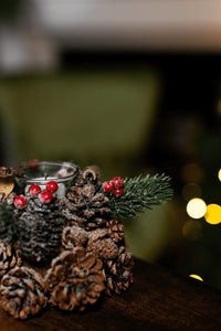 Christmas Pinecones Single Tea Light Candle Holder Decoration