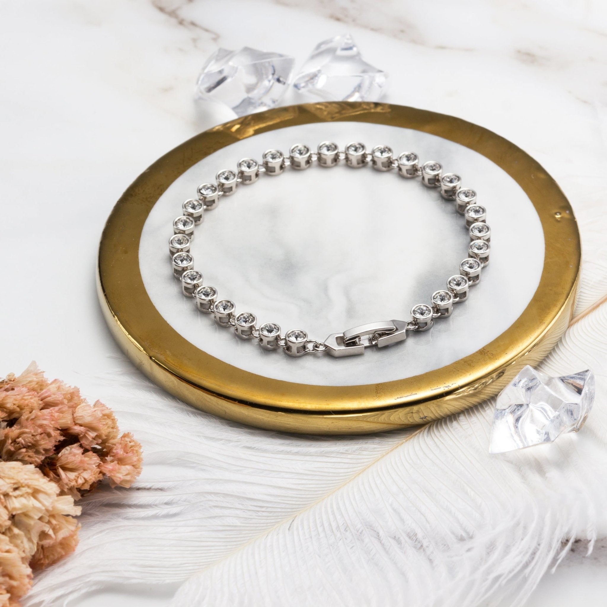 Solitaire Bracelet Created with Zircondia® Crystals