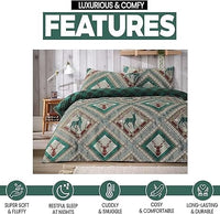 Stag Printed Reversible Polycotton Duvet Cover Set in Single Double King Sizes Skye Collection by OLIVIA ROCCO