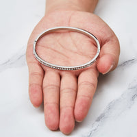 Stainless Steel Channel Set Bangle Created with Zircondia® Crystals (7 Inch)