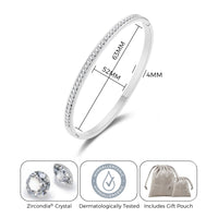 Stainless Steel Channel Set Bangle Created with Zircondia® Crystals (7 Inch)