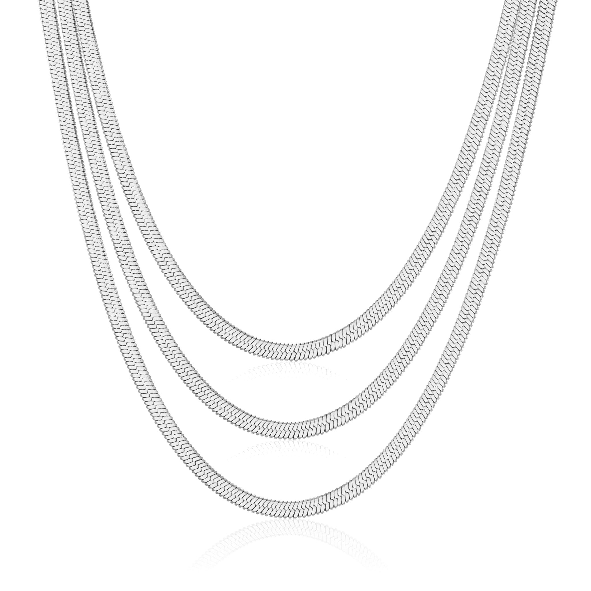 Stainless Steel Herringbone Flat Snake Chain 16" 18" 20" Inch Necklace