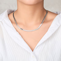 Stainless Steel Herringbone Flat Snake Chain 16" 18" 20" Inch Necklace