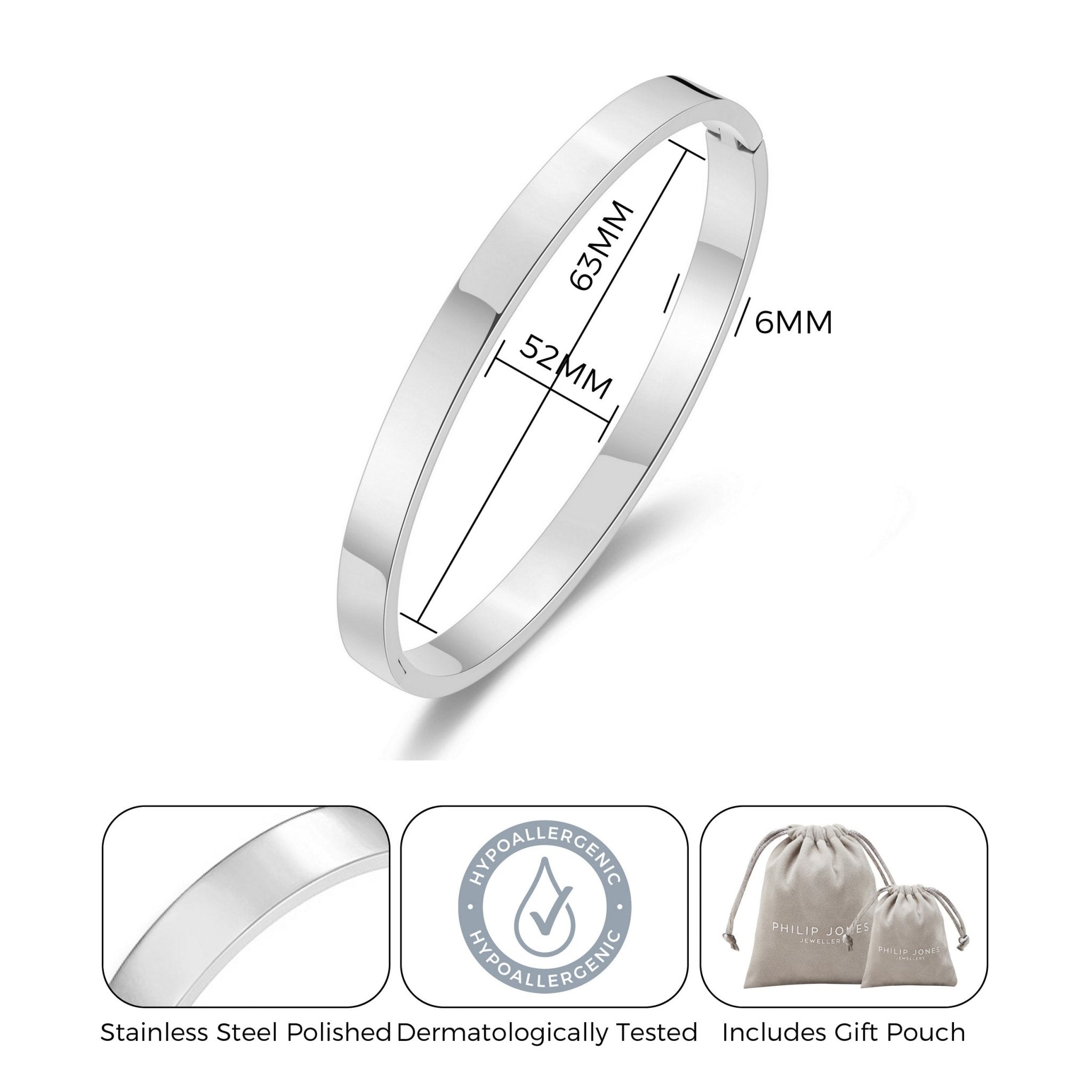 Stainless Steel Polished Bangle (7 Inch)