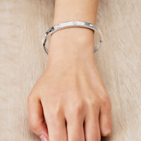 Stainless Steel Stud Bangle Created with Zircondia® Crystals (7 Inch)