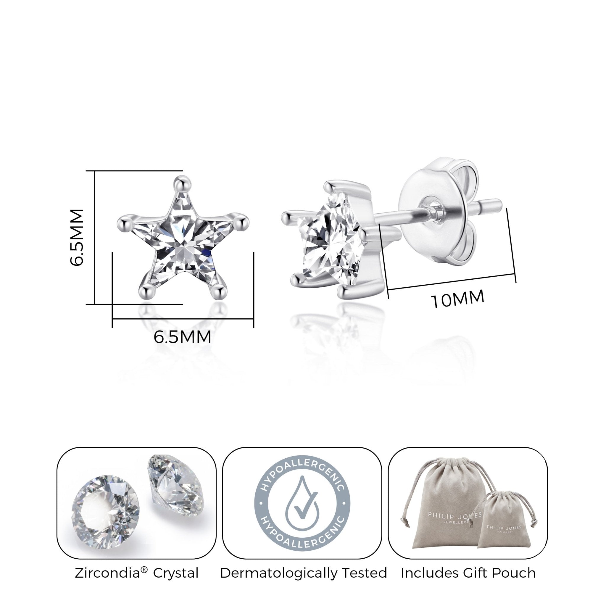 Star Earrings Created with Zircondia® Crystals