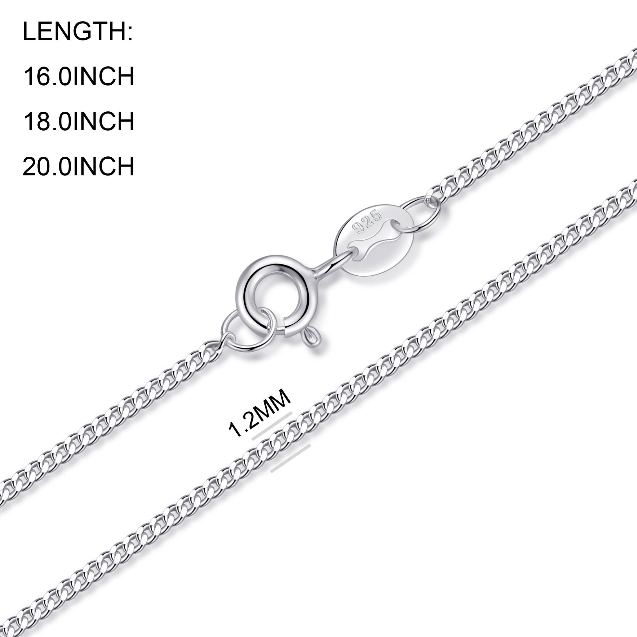 Sterling Silver 16" 18" 20" Inch 1.2mm Fine Italian Curb Chain Necklace