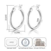 Sterling Silver 20mm Hoop Earrings