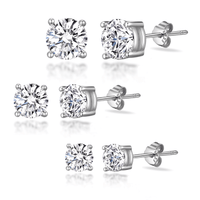 Sterling Silver 3 Pack of 4, 5, and 6mm Earrings Created with Zircondia® Crystals