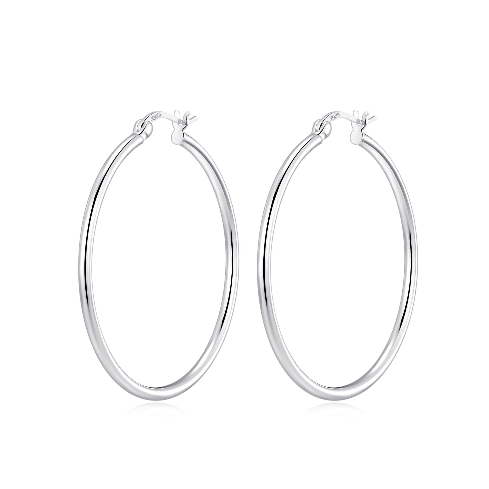 Sterling Silver 40mm Hoop Earrings