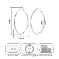 Sterling Silver 40mm Hoop Earrings