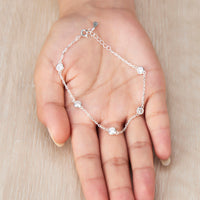 Sterling Silver 5 Stone Bracelet Created with Zircondia® Crystals