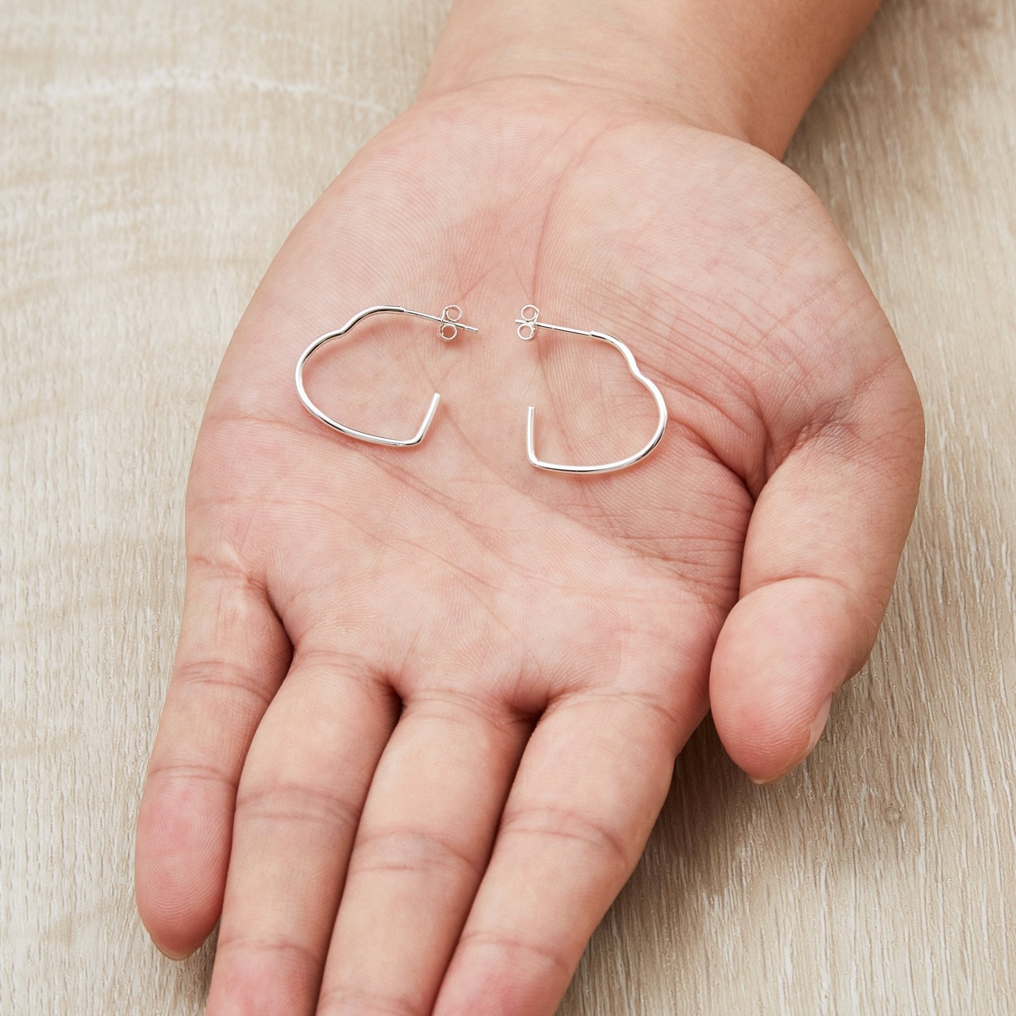 Sterling Silver Abstract Hooped Heart Earrings