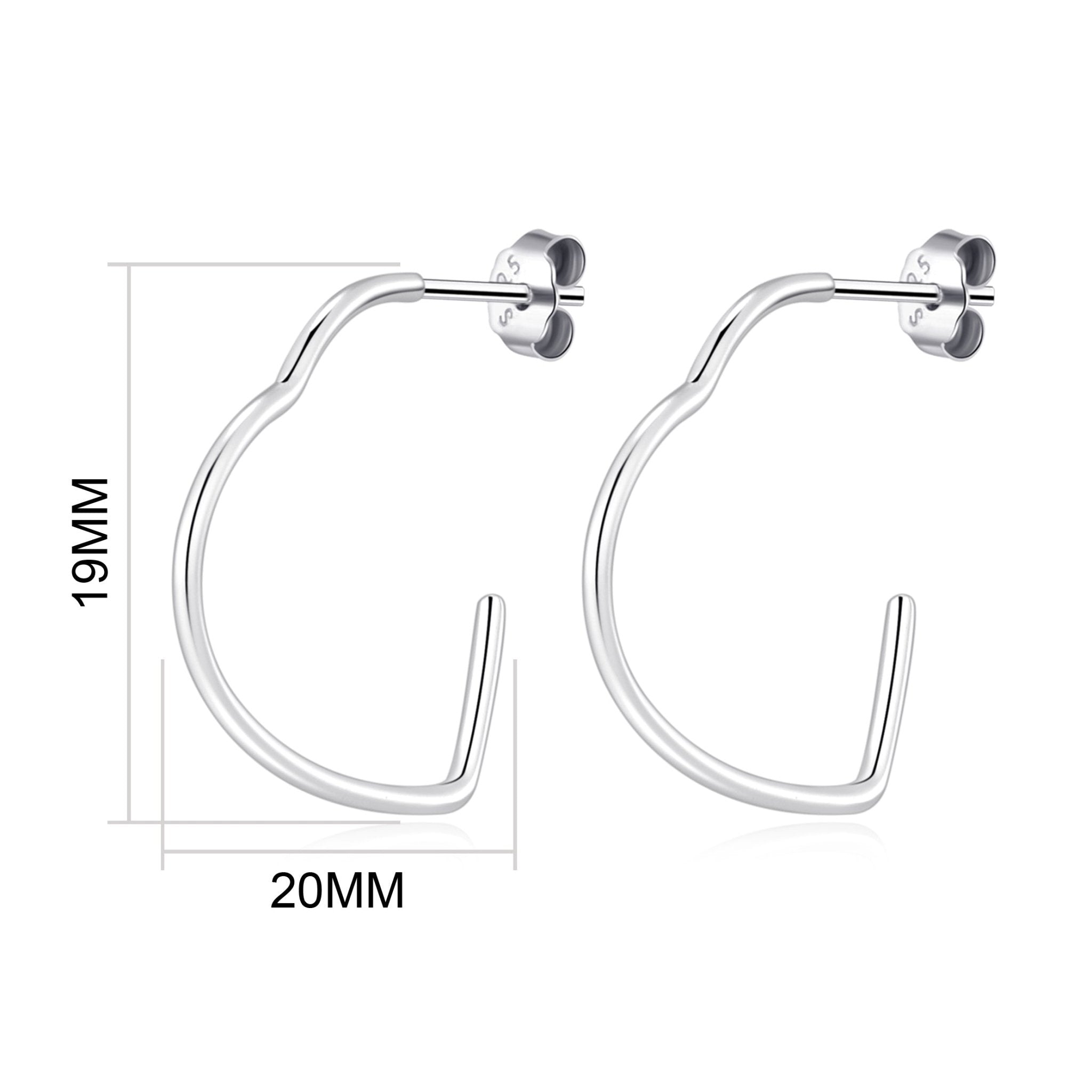 Sterling Silver Abstract Hooped Heart Earrings