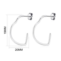 Sterling Silver Abstract Hooped Heart Earrings