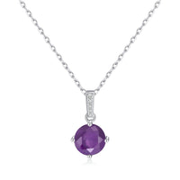 Sterling Silver Amethyst Gemstone Necklace with Quote Card