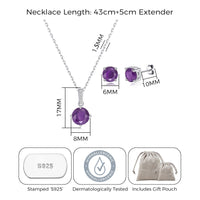 Sterling Silver Amethyst Gemstone Set with Quote Card