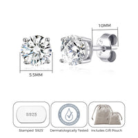 Sterling Silver April (Diamond) Birthstone Earrings Created with Zircondia® Crystals