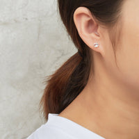 Sterling Silver April (Diamond) Birthstone Earrings Created with Zircondia® Crystals