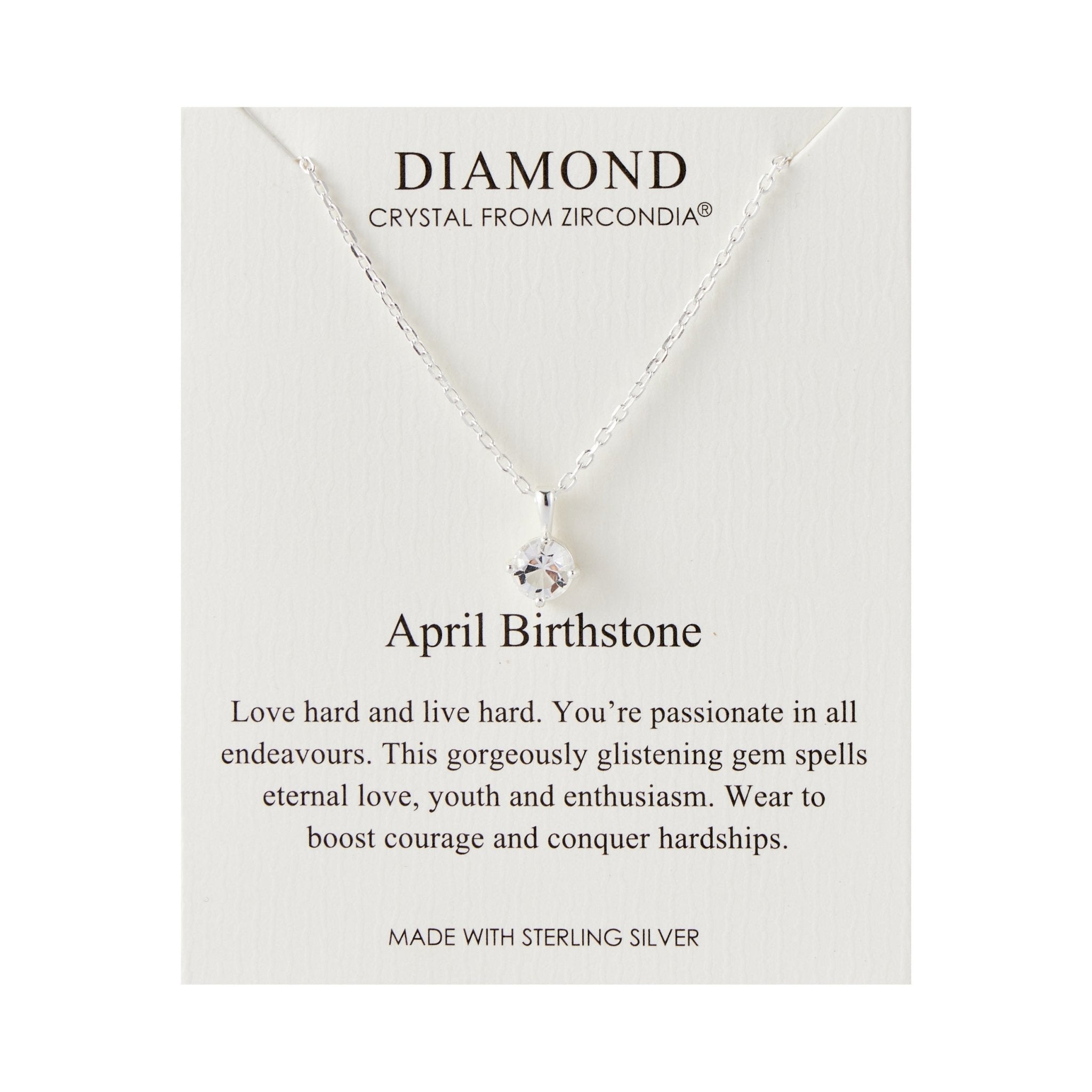 Sterling Silver April (Diamond) Birthstone Necklace Created with Zircondia® Crystals