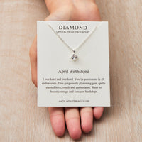 Sterling Silver April (Diamond) Birthstone Necklace Created with Zircondia® Crystals